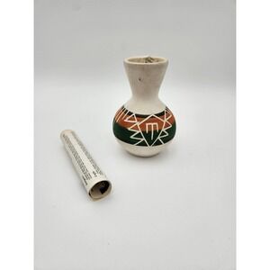 Signed Vintage Sioux Native American Pottery Vase  with paper insert